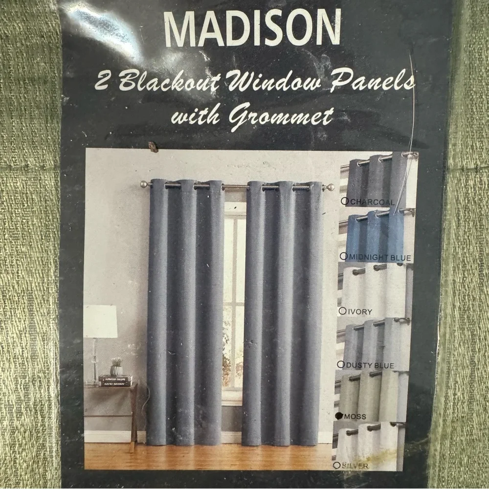 Madison Moss 2 blackout window panels with grommets